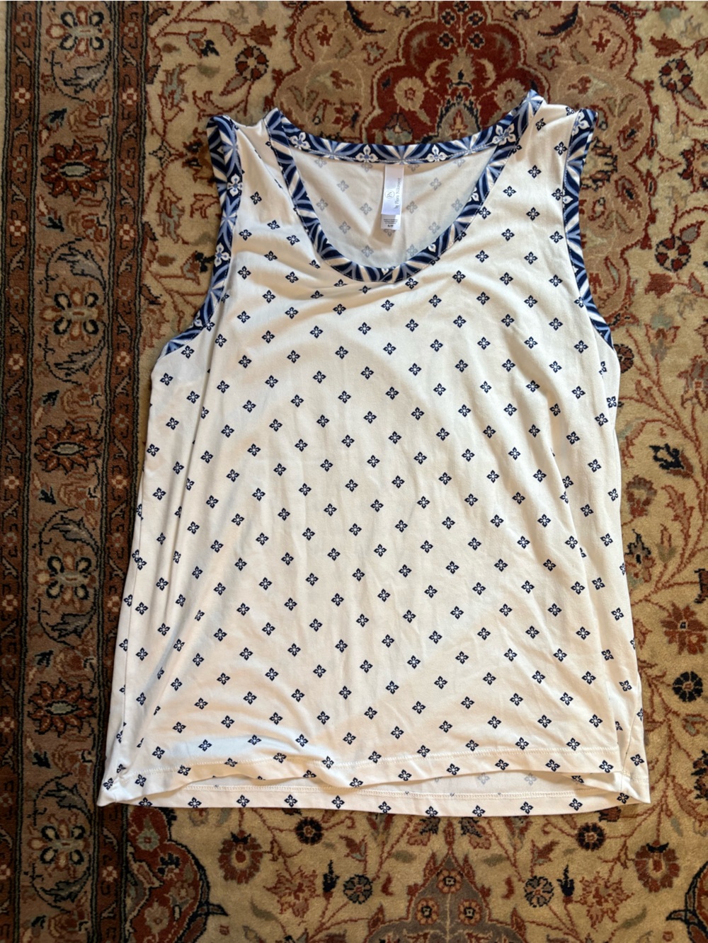 Soft White and Blue Sleeveless Pyjama Top